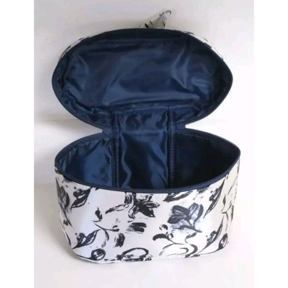 3 NEW NAVY BLUE & WHITE FLORAL MAKE-UP BAGS Zippered Toiletry Travel Case ULTA - Picture 2 of 5